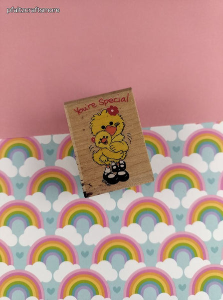 Vintage 1992 Rubber Stampede Suzy's Zoo "You're Special" #743-D Wooden Block/Rubber Stamp