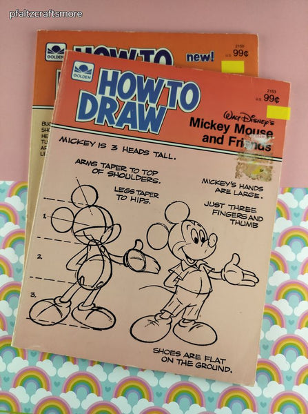 Vintage 1983 How to Draw Bugs Bunny Mickey Mouse Softcovers, Set/2