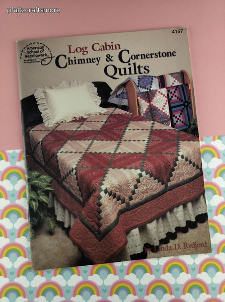 Vintage 1994 American School of Needlework Log Cabin Chimney & Cornerstone Quilts Counted Cross Stitch Softcover Booklet