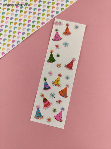 2007 Mrs. Grossmans SHINY Rainbow Party Hats Full Sticker Sheet, Partially Used