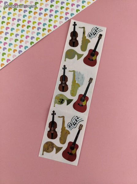 Vintage Sandylion SHINY Musical Instruments Full Sticker Sheet, Partially Used