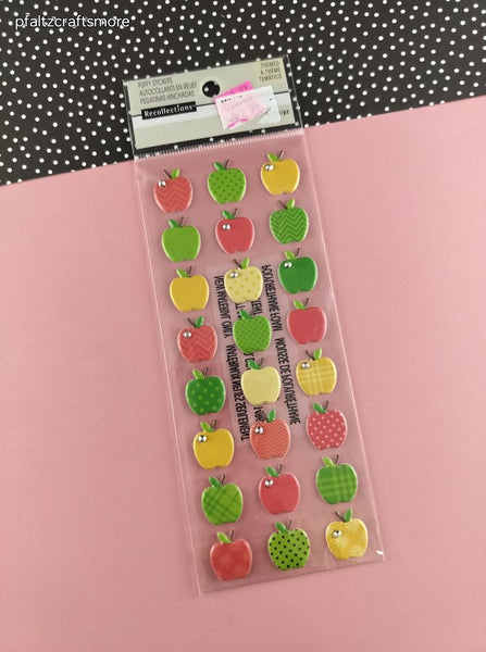 Recollections Colorful Puffy Apples 3-D Sticker Sheet New/Sealed