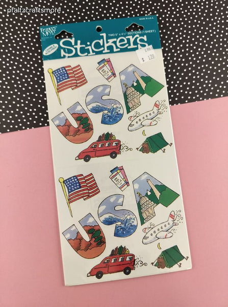 Vintage Frances Meyer FMI USA Vacation Stickers, 2 Sheets New & Sealed