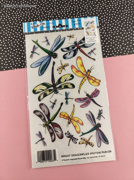 Vintage Royal & Langnickel E-Z Rub-on Transfer Bright Dragonflies #ROY546 NEW
