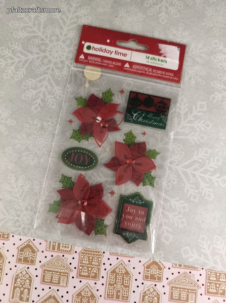 Holiday Time Christmas SPARKLE 3-Dimensional Sticker Pack, New/Sealed