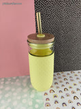 ELLO Devon Glass Tumbler with Lid & Straw - Sunflower Yellow, Like New