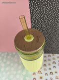 ELLO Devon Glass Tumbler with Lid & Straw - Sunflower Yellow, Like New