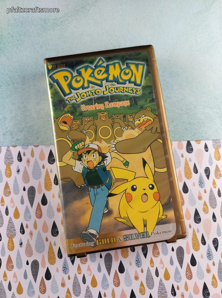Vintage 2001 Pokemon the Johto Journeys Ursaring Rampage Plastic Case VHS Tape, Like New