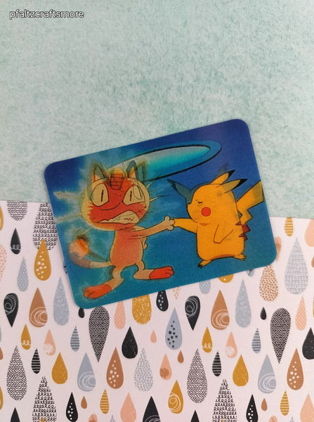 Vintage 1990's Pokemon Viz Video Lenticular Promo Card Meowth + Pikachu - NM