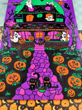 Vintage Halloween Vibrant Purple Haunted House Ghosts Medium Gift Bag, Unused