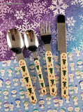 Vintage Northland Christmas Trees Flatware Silverware Knife Fork Spoons Set/4