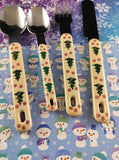 Vintage Northland Christmas Trees Flatware Silverware Knife Fork Spoons Set/4