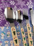 Vintage Northland Christmas Trees Flatware Silverware Knife Fork Spoons Set/4