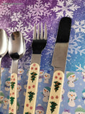 Vintage Northland Christmas Trees Flatware Silverware Knife Fork Spoons Set/4