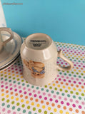 Vintage Tienshan Stoneware Country Bear Tea Cups w/Saucers Set/2, Like New