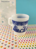 Vintage Anchor Hocking Blue Willow Milk Glass Coffee Mug