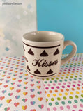 Vintage 1980 Hershey's Kisses Ceramic Brown & Cream Coffee Mug