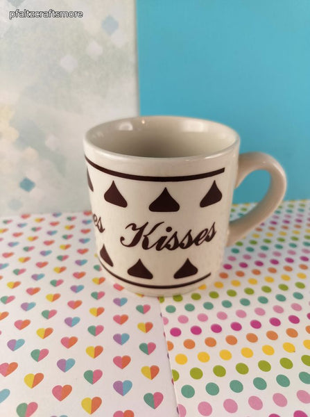 Vintage 1980 Hershey's Kisses Ceramic Brown & Cream Coffee Mug