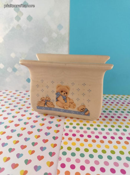 Vintage Tienshan Stoneware Country Bear Napkin Holder, Like New