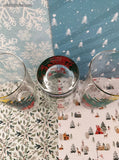 Vintage MCM Christmas Tree Glass Tumblers Set/3, Like New