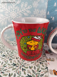 Peanuts Snoopy & Woodstock Christmas Mugs Gibson Oversees Set/2