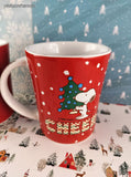 Peanuts Snoopy & Woodstock Christmas Mugs Gibson Oversees Set/2