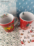 Peanuts Snoopy & Woodstock Christmas Mugs Gibson Oversees Set/2