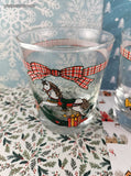 Vintage Anchor Hocking Christmas Toys Glass Short Tumblers Set/2, Like New