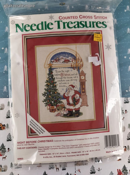 Vintage Needle Treasures Night Before Christmas Santa Counted Cross Stitch Kit NEW