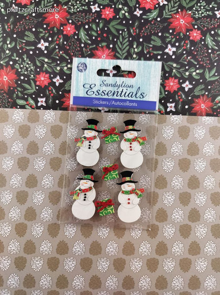 Sandylion Essentials Wintry Snowmen 3-Dimensional Sticker Pack, New/Sealed