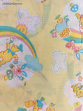 Vintage 1981 The Kendall Company Pastel Yellow Rainbows Sunshine Fabric Remnant, 1 yd x 36" W, Clean
