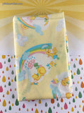 Vintage 1981 The Kendall Company Pastel Yellow Rainbows Sunshine Fabric Remnant, 1 yd x 36" W, Clean