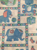 Vintage Pastel ABC Baby Toys Fabric Remnant, 1 yd x 45" W, Clean