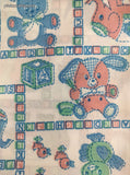 Vintage Pastel ABC Baby Toys Fabric Remnant, 1 yd x 45" W, Clean