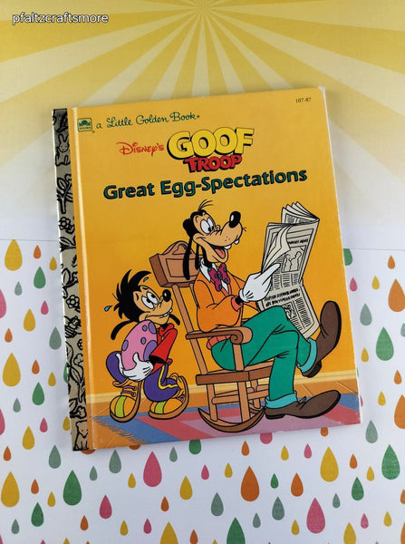Vintage 1993 Little Golden Book: Disney's Goof Troop Great Egg-Spectations Hardcover, Like New