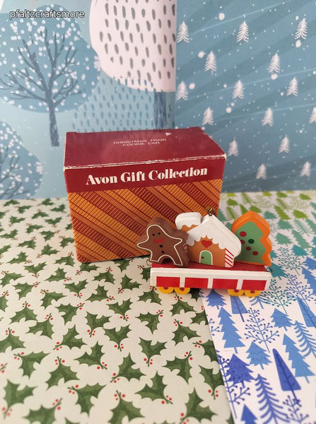 Vintage Avon Christmas Train Cookie Car Ornament Like New in Open Box
