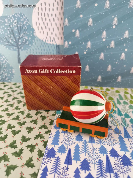 Vintage Avon Christmas Train Ornament Car Like New in Open Box