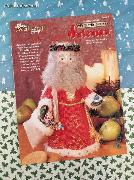 Vintage 1995 The Needlecraft Shop Old World Santas: Juleman Plastic Canvas Softcover Booklet Like New
