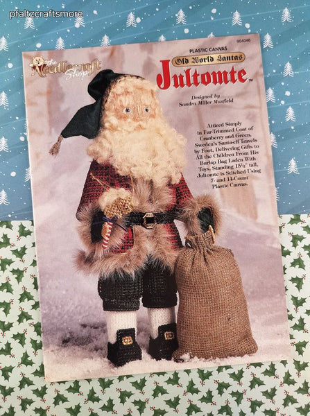 Vintage 1996 The Needlecraft Shop Old World Santas: Jultomte Plastic Canvas Softcover Booklet Like New