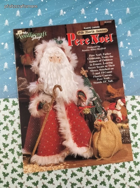 Vintage 1995 The Needlecraft Shop Old World Santas: Pere Noel Plastic Canvas Softcover Booklet Like New