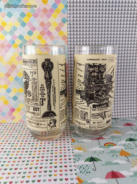Vintage Sears Catalogue Circa 1908 Glass Tumblers Set/2, Like New