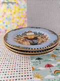 Vintage 1998 Sakura Woodland Santa Debbie Mumm Salad Plates Set/3, Nice & Clean