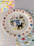 Vintage Trygg Trafikk Norway Design Children's Fine China Plate 8.25", Like New