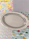 Vintage Syracuse China 3-B 10" Black Lace Oval Serving Platter, Like New