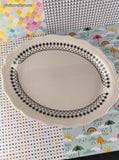 Vintage Syracuse China 3-B 10" Black Lace Oval Serving Platter, Like New