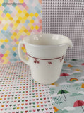 Vintage Pyrex Milk Glass Burgundy Rose Design Creamer Dish w/Handle, Like New