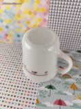 Vintage Pyrex Milk Glass Burgundy Rose Design Creamer Dish w/Handle, Like New