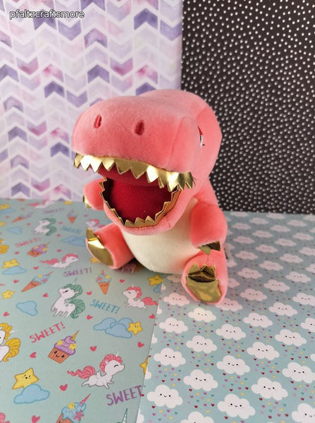 Mochipuni Dinosaur Cute Pink White Plush 6" NWT