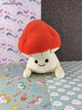 Cute White & Rose Mushroom Kawaii Stuffed Animal 7" NWOT