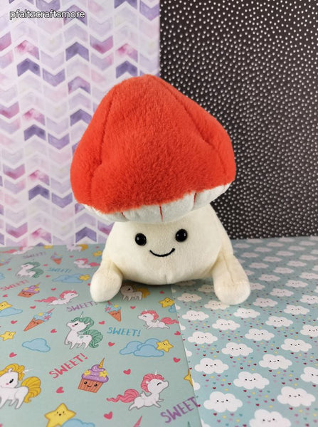 Cute White & Rose Mushroom Kawaii Stuffed Animal 7" NWOT